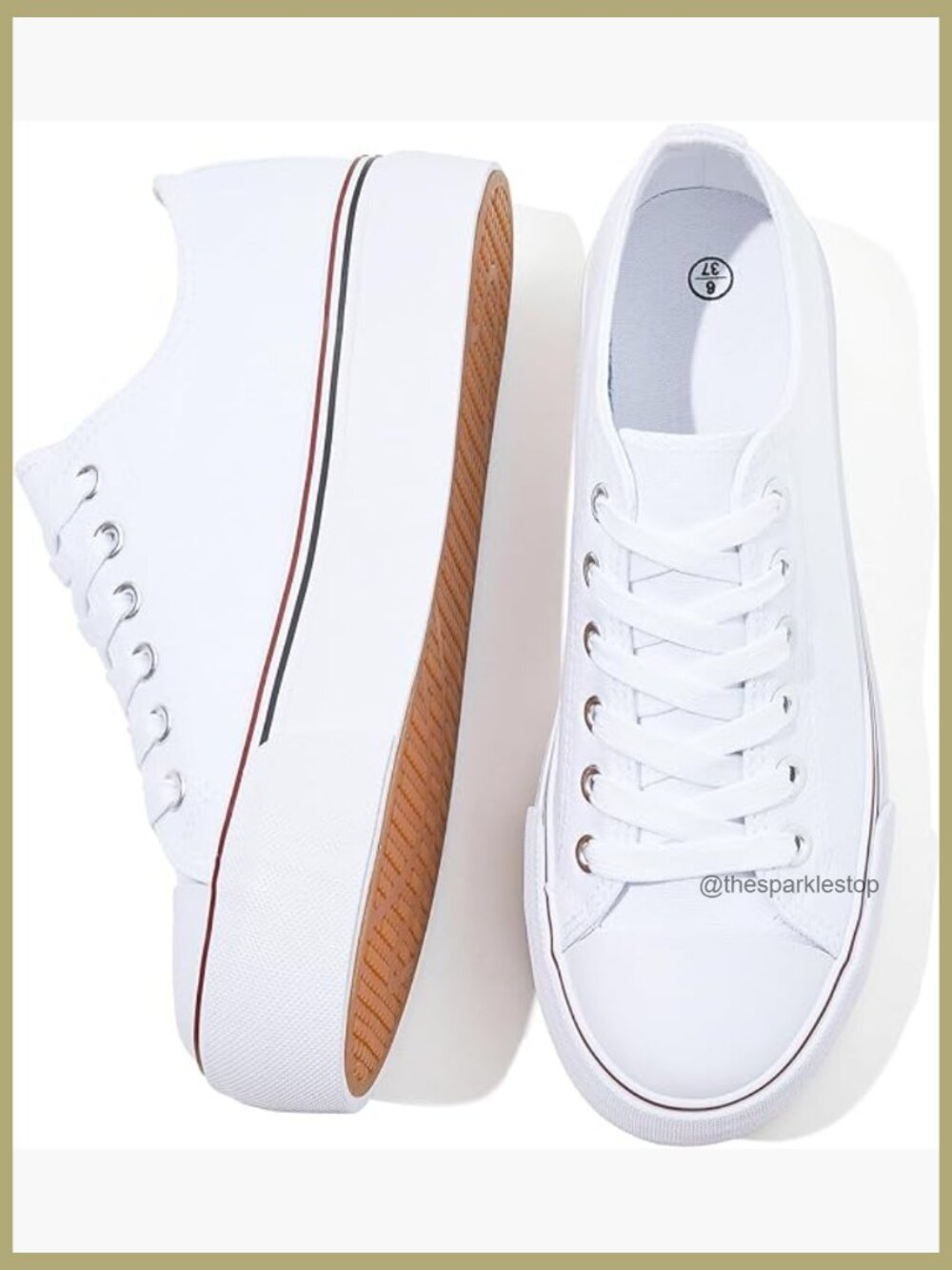 Women's Low Top Platform Sneakers Canvas Lace Up Casual Walking Shoes - Picture 1 of 7
